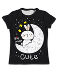 Black Tops for Girls Birthday T Shirts Kids Cartoon Clothes 3 12 Years Rabbit Moon Baby Boys Clothing Children T-Shirt KID Girl