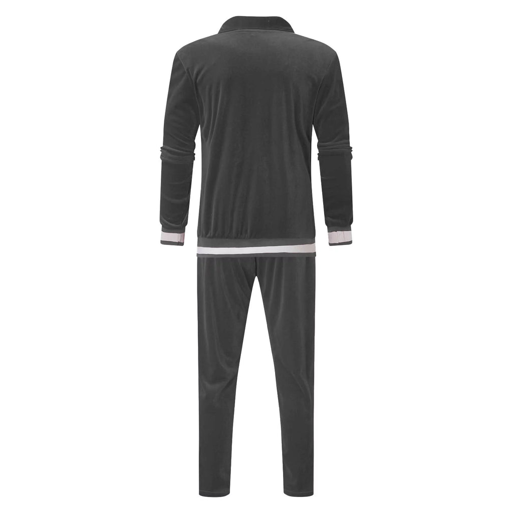 Men'S Two Piece Sweatsuits Clearance Striped Soft Golden Velvet Tracksuit for Men Casual Long Sleeve Zip up Jacket Sport Jogger Sweatpant Set Lightweight Outfit Set Gray XXL