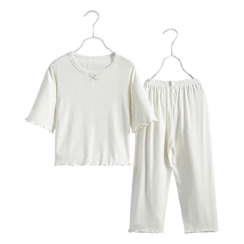 Girls Ice Silk Set Thin Children Modal Home Clothes Summer Children Air Conditioning Clothes Short Sleeve Children Sets New